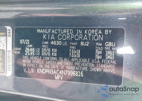 2022 Kia Sportage Ex from USA, damaged, VIN KNDPN3AC4N7996816